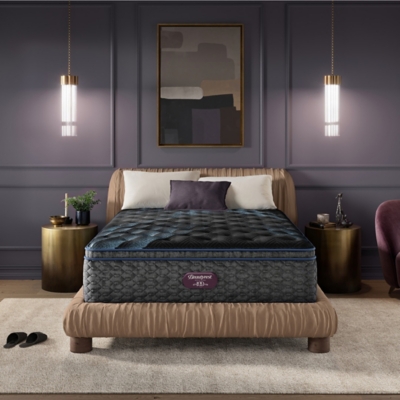 Beautyrest World Class Level Four Plush Pillow Top 16.25 in. Twin XL Mattress, Black, large