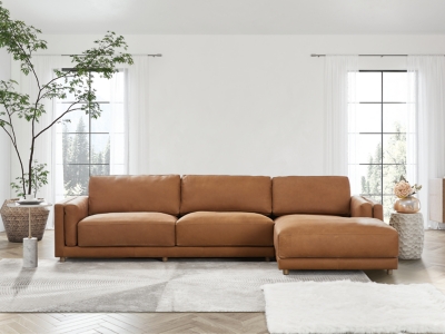 McLain 2-Piece Sectional with Chaise, Caramel, rollover