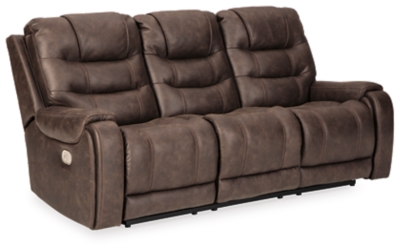 Yacolt Power Reclining Sofa, Walnut, large