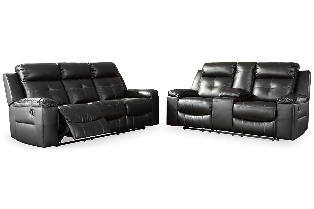 Kempten Manual Reclining Sofa And, Genuine Leather Reclining Sofa And Loveseat Set