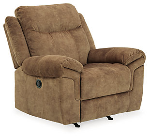 Bladen Contemporary Plush Upholstered Rocker Recliner Coffee Brown Signature Design by Ashley Pull Tab Reclining 