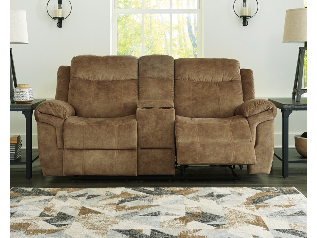 Darshmore glider reclining loveseat best sale with console