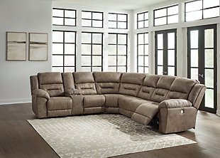 Ravenel 4-Piece Power Reclining Sectional, Fossil, rollover