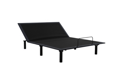 Two-section bed frame with head elevated and railing