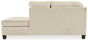 If you’re looking to lighten the mood, you’re sure to find the budget-conscious Abinger sectional beautifully fits the bill. Covered in a creme chenille upholstery loaded with plush texture, this less-is-more contemporary sectional is dressed to impress with angled side profiling and a track arm wrapped with a layer of pillowy softness for that little something extra. Open-ended chaise adds to this sectional’s swank look.Includes 2 pieces: right-arm facing corner chaise and left-arm facing sofa | "Left-arm" and "right-arm" describe the position of the arm when you face the piece | Corner-blocked frame | Attached back and loose seat cushions | High-resiliency foam cushions wrapped in thick poly fiber | Polyester upholstery | Throw pillows included | Pillows with soft polyfill | Exposed tapered feet | Platform foundation system resists sagging 3x better than spring system after 20,000 testing cycles by providing more even support | Smooth platform foundation maintains tight, wrinkle-free look without dips or sags that can occur over time with sinuous spring foundations | Estimated Assembly Time: 5 Minutes