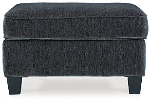 If you’re looking for a smokin’ hot look priced to entice, you’re sure to find the Abinger ottoman beautifully fits the bill. Covered in a smoke gray chenille upholstery loaded with plush texture, this less-is-more contemporary ottoman is one sensational sidekick.Corner-blocked frame | Firmly cushioned | High-resiliency foam cushion wrapped in thick poly fiber | Polyester upholstery | Exposed tapered feet