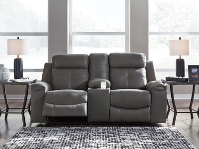 Jesolo Reclining Loveseat with Console, Dark Gray, rollover