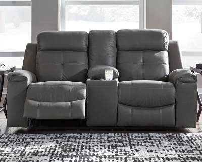 Jesolo Reclining Loveseat with Console, Dark Gray, rollover