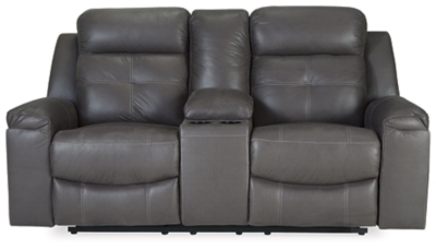 Jesolo Reclining Loveseat with Console, Dark Gray, large