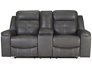 Jesolo Reclining Loveseat with Console, Dark Gray, large