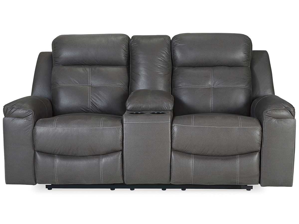 Jesolo Reclining Loveseat with Console - Dark Gray