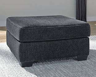 If style is the question, then the Altari oversized accent ottoman is the answer. Clean-lined profile is beautifully contemporary. Plush chenille fabric and plump cushioning make it so easy to comfortably kick up your heels. Richly neutral hue complements a variety of decor.Corner-blocked frame | Firmly cushioned | High-resiliency foam cushion wrapped in thick poly fiber | Polyester upholstery | Exposed feet with faux wood finish