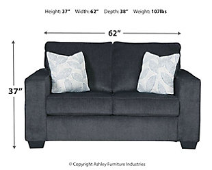 If style is the question, then the Altari living room set with sofa, loveseat, chair and ottoman is the answer. Sporting clean lines and sleek track arms, the decidedly contemporary profile is enhanced with plump cushioning and a chenille-feel upholstery, so pleasing to the touch. Sure to play well with so many color schemes, this living room set in slate gray includes understated floral pattern pillows for fashionably fresh appeal.Includes sofa, loveseat, chair and ottoman | Corner-blocked frame | Attached back and loose seat cushions | Firmly cushioned ottoman | High-resiliency foam cushions wrapped in thick poly fiber | Decorative pillows included | Pillows with soft polyfill | Polyester upholstery and pillows | Exposed feet with faux wood finish | Sofa, loveseat and chair's platform foundation system resists sagging 3x better than spring system after 20,000 testing cycles by providing more even support | Smooth platform foundation maintains tight, wrinkle-free look without dips or sags that can occur over time with sinuous spring foundations