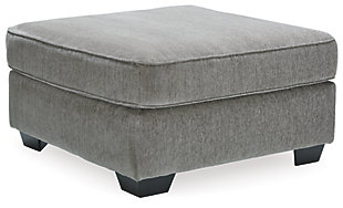 If style is the question, then the Altari oversized accent ottoman is the answer. Clean-lined profile is beautifully contemporary. Plush chenille fabric and plump cushioning make it so easy to comfortably kick up your heels. Richly neutral hue complements a variety of decor.Corner-blocked frame | High-resiliency foam cushion wrapped in thick poly fiber | Polyester upholstery | Exposed feet with faux wood finish