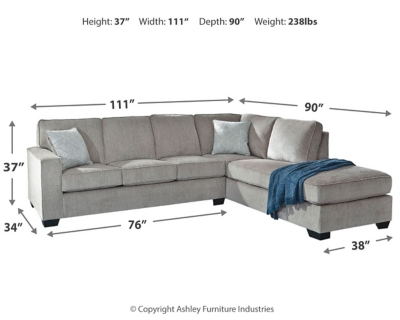 Altari 2-Piece Sleeper Sectional with Chaise, Alloy, large