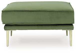 Get comfortable with a modern aesthetic when you add the Macleary ottoman to your home or office. A clean, linear design fits so well into any sophisticated space. With velvet upholstery and a sleek metal accent leg, this piece elevates your decor to up-to-the-minute cool.Corner-blocked frame | Firmly cushioned | High-resiliency foam cushion wrapped in thick poly fiber | Polyester velvet upholstery | Metal base | Metal legs with brass-tone finish | Minor assembly (simply attach legs) | Estimated Assembly Time: 15 Minutes
