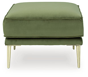 Get comfortable with a modern aesthetic when you add the Macleary ottoman to your home or office. A clean, linear design fits so well into any sophisticated space. With velvet upholstery and a sleek metal accent leg, this piece elevates your decor to up-to-the-minute cool.Corner-blocked frame | Firmly cushioned | High-resiliency foam cushion wrapped in thick poly fiber | Polyester velvet upholstery | Metal base | Metal legs with brass-tone finish | Minor assembly (simply attach legs) | Estimated Assembly Time: 15 Minutes