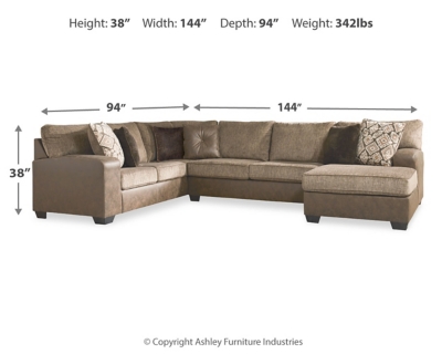 Abalone 3-Piece Sectional with Ottoman