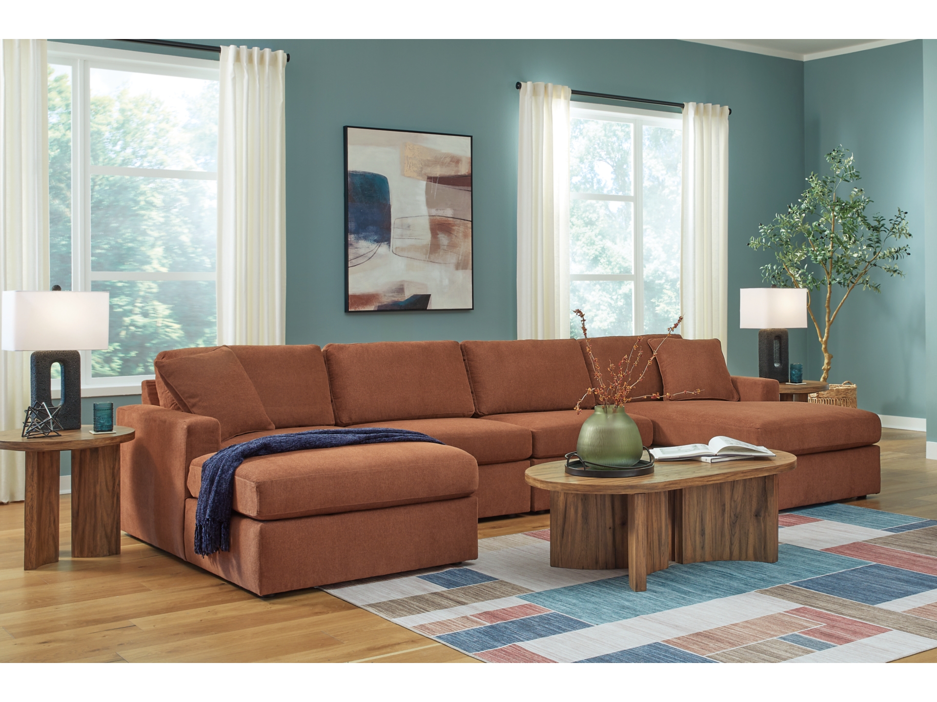 Image 3 of Modmax Next-Gen Nuvella Performance Fabric Modular Sectional Spice 