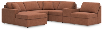 Modmax 6-Piece Modular Performance Fabric Sectional with Chaise and Storage Console, Spice