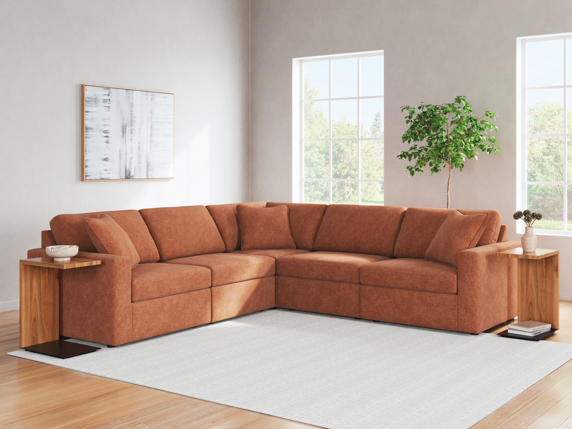 Image 0 of Modmax Next-Gen Nuvella Performance Fabric Modular Sectional Spice 