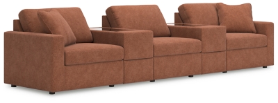 Modmax 5-Piece Modular Next-Gen Nuvella™ Performance Fabric Sectional with Storage Consoles, Spice