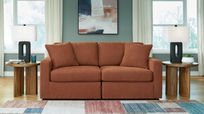 Modmax 2-Piece Modular Performance Fabric Loveseat, Spice