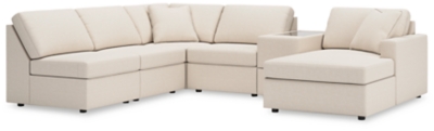 Modmax 6-Piece Modular Performance Fabric Sectional with Chaise and Storage Console, Oyster