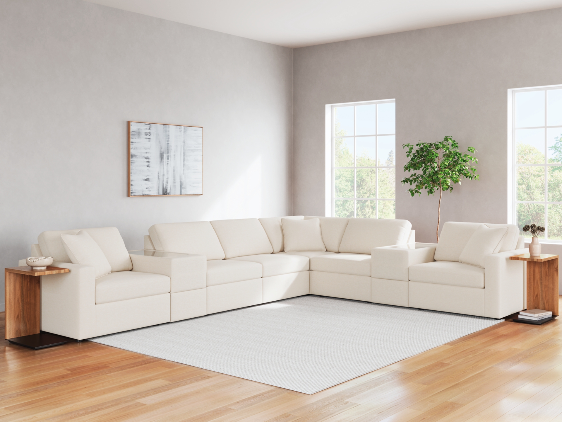 Image 1 of Modmax Performance Fabric Modular Sectional Granite ,Ink ,Oyster ,Spice 
