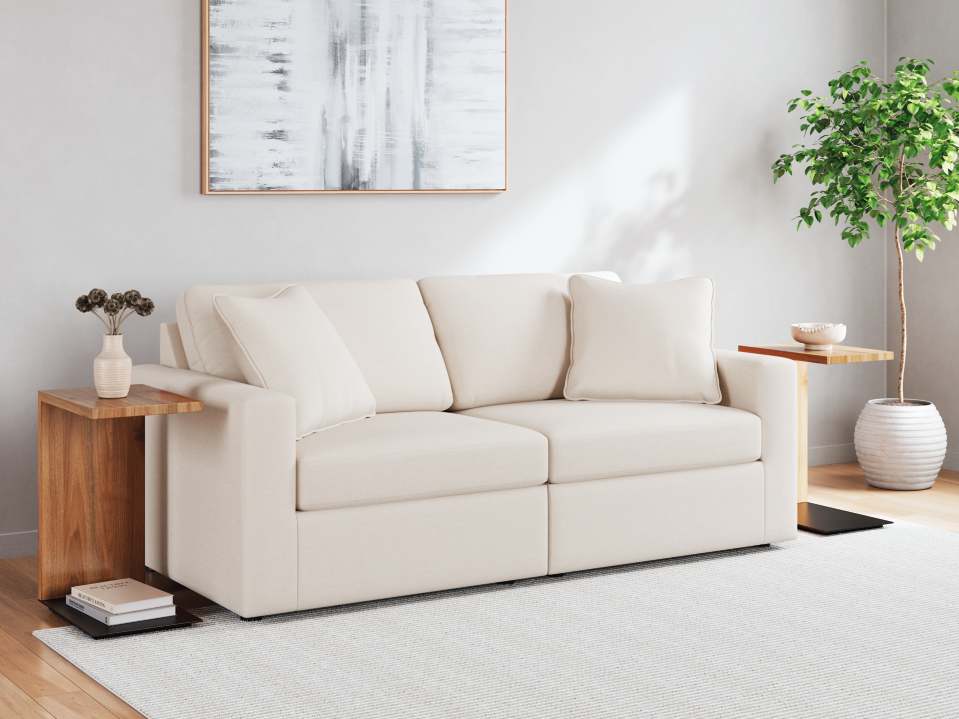 Image 1 of Modmax 3-Piece Modular Next-Gen Nuvella Performance Fabric Sofa Oyster 