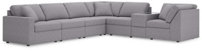 Modmax 7-Piece Modular Performance Fabric Sectional with Storage Console, Granite