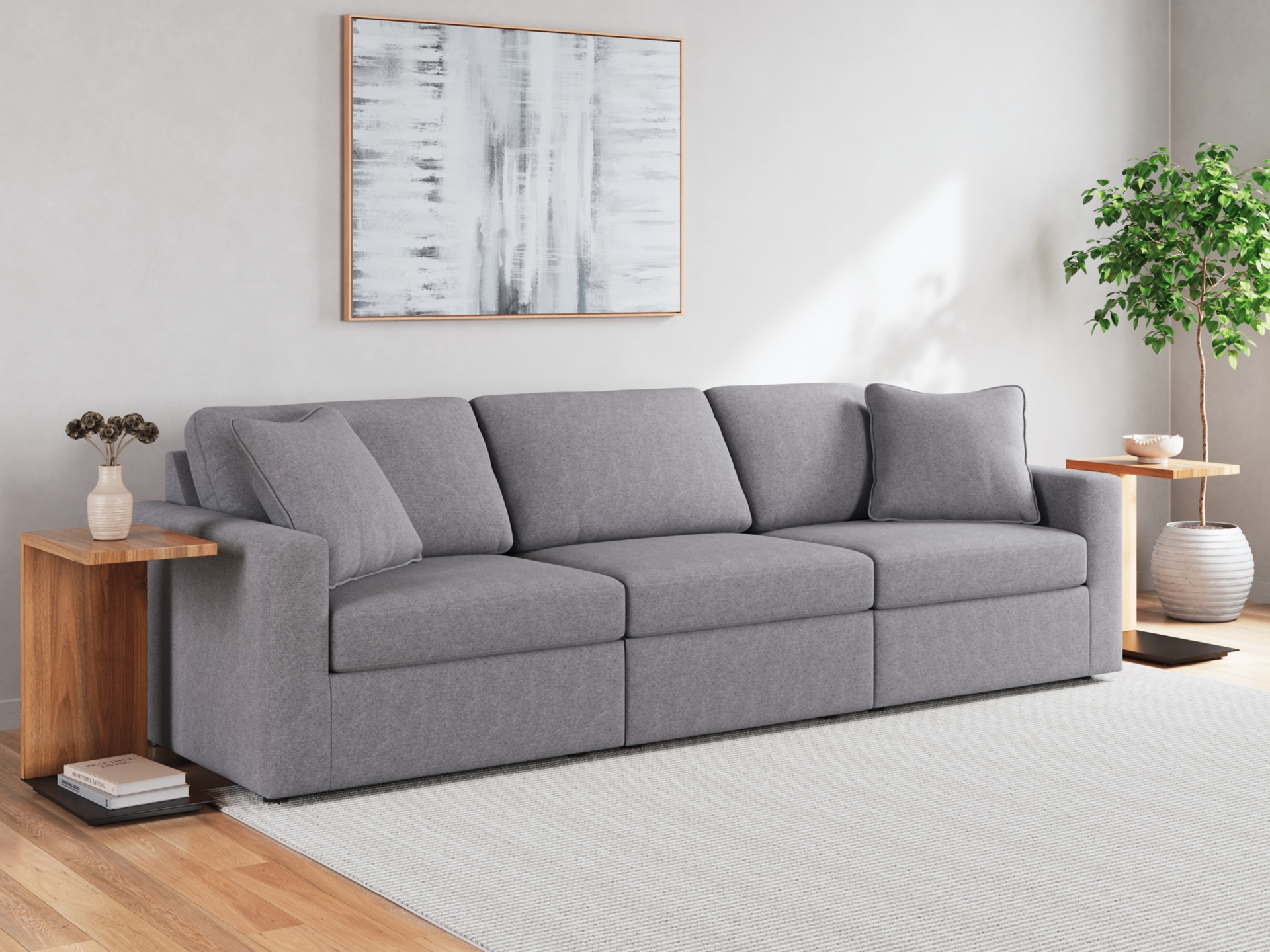 Modmax 3-Piece Modular Next-Gen Nuvella™ Performance Fabric Sofa Granite 