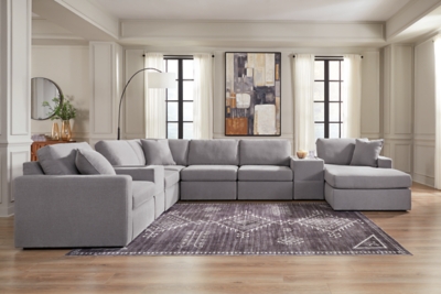 Modmax 8-Piece Modular Next-Gen Nuvella™ Performance Fabric Sectional with Chaise and Storage Consoles, Granite