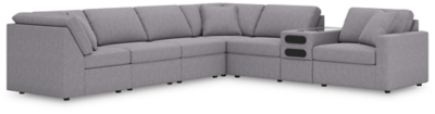 Modmax 7-Piece Modular Next-Gen Nuvella™ Performance Fabric Sectional with Audio Console, Granite