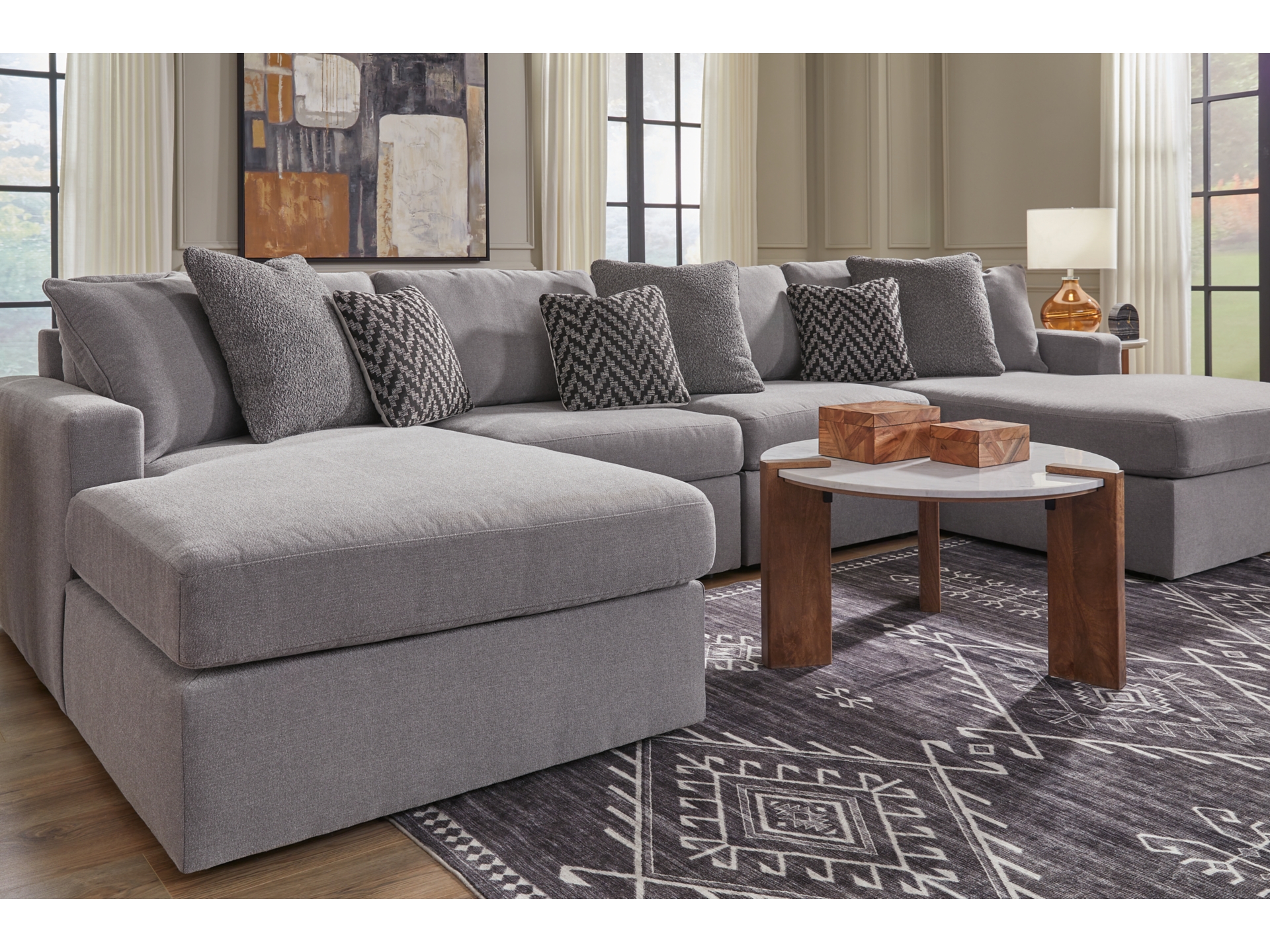 Image 1 of Modmax Performance Fabric Modular Sectional Granite 