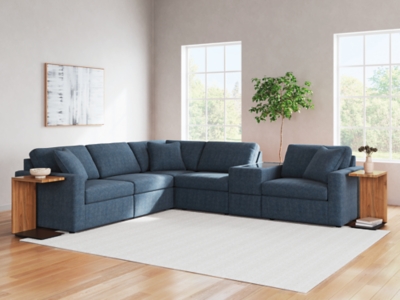 Modmax 6-Piece Modular Performance Fabric Sectional with Storage Console, Ink