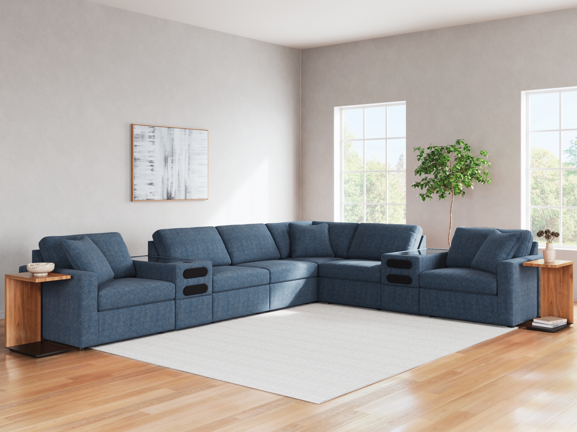 Image 3 of Modmax Performance Fabric Modular Sectional Granite ,Ink ,Oyster ,Spice 