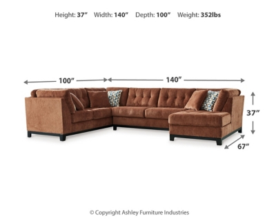 Laylabrook 3-Piece Sectional with Chaise, Spice, large