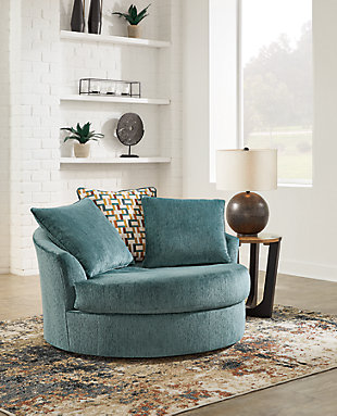 Laylabrook Oversized Swivel Accent Chair, Teal, rollover