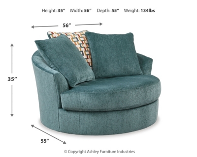 Laylabrook Teal Oversized Swivel Accent Chair - Luna Furniture