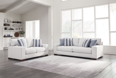 Belvoir Performance Fabric Sofa and Loveseat, Snow