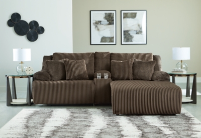 Top Tier Manual Reclining Modular Sofa with Chaise, Chocolate