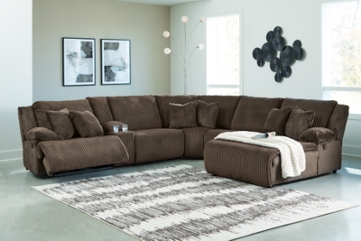 Top Tier Manual Reclining Modular Sectional with Chaise, Chocolate