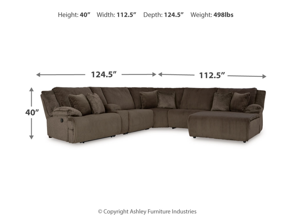 Top Tier 6 Piece Manual Reclining Modular Sectional with Chaise and Console Ashley