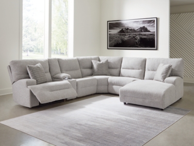 Acklen Place 6-Piece Power Reclining Sectional with Chaise, Pewter, rollover