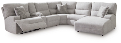 Acklen Place 6-Piece Power Reclining Sectional with Chaise, Pewter, large