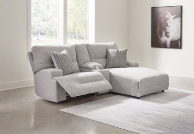 Acklen Place 3-Piece Power Reclining Sectional Sofa with Chaise, Pewter, rollover