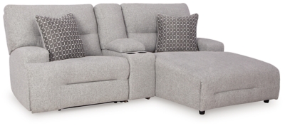 Acklen Place 3-Piece Power Reclining Sectional Sofa with Chaise, Pewter, large
