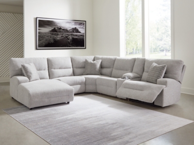 Acklen Place 6-Piece Power Reclining Sectional with Chaise, Pewter, large