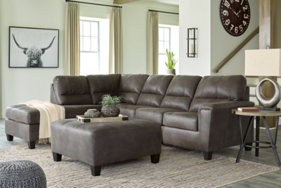 Navi 2-Piece Sectional with Ottoman, Smoke